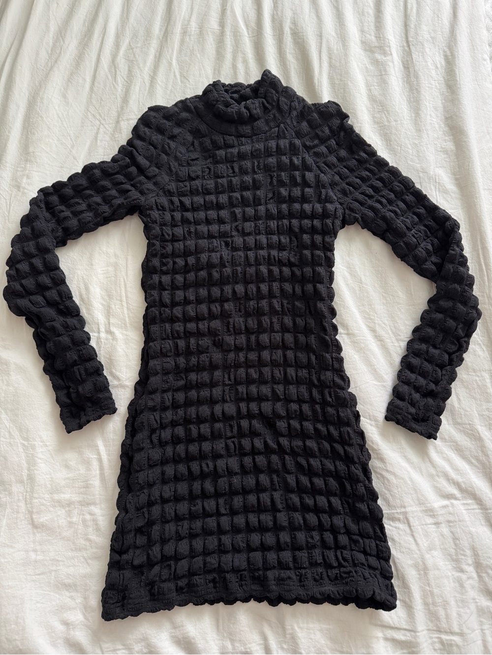 Urban Outfitters Black Textured Long Sleeve Backless Bodycon Dress
